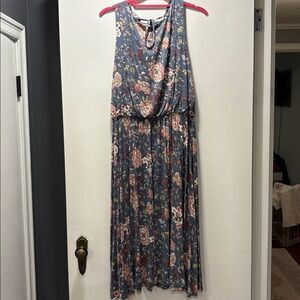 LOFT Blue Floral Midi Dress